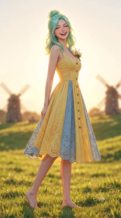 score_9, masterpiece, best quality, ultra-detailed, high-budget anime keyframe, editorial fashion photography, tasteful artistic composition, Japanese woman. low angle full-body shot from head to toe showing her feet, filling the entire 9:16 vertical