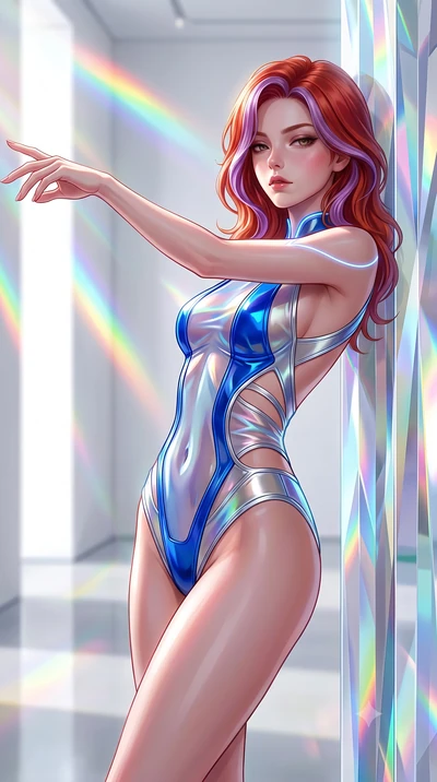 score_9, masterpiece, best quality, ultra-detailed, high-budget anime keyframe, semi-realistic 3D game render, editorial fashion photography, tasteful artistic composition, Caucasian woman. close-up cowboy shot from the waist and thighs up, the chara