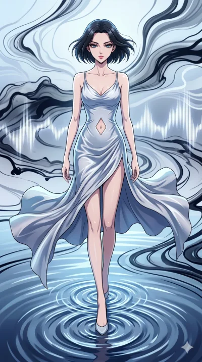 score_9, masterpiece, best quality, ultra-detailed, High-budget Anime Keyframe, vibrant colors, fluid line-art, expressive lighting, cinematic composition, Ufotable-style visual effects, top-tier animation quality, Japanese woman with delicate and el