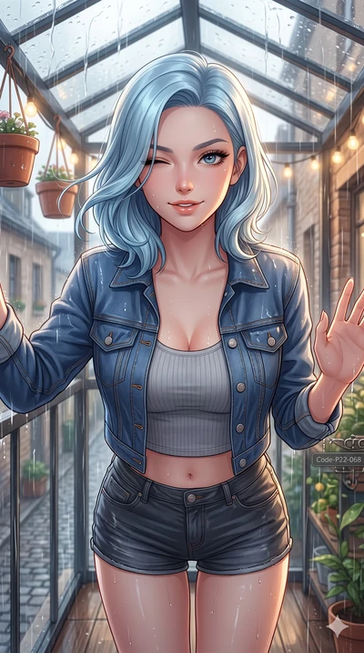 score_9, masterpiece, best quality, ultra-detailed, high-budget anime keyframe, vibrant anime aesthetic, Korean woman. close-up cowboy shot from the waist and thighs up, the character dominates the composition, filling the frame with her large presen