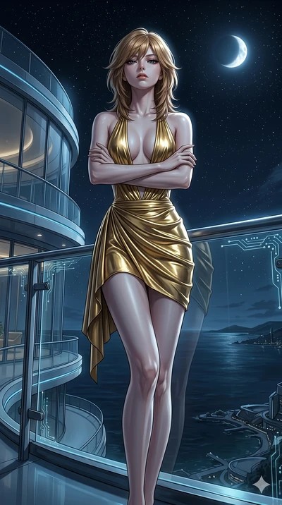 score_9, masterpiece, best quality, ultra-detailed, high-budget anime keyframe, editorial fashion photography, tasteful artistic composition, Korean woman. cowboy shot from the thighs up, character and outfit filling the frame for maximum editorial p