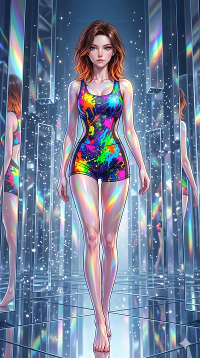 score_9, masterpiece, best quality, ultra-detailed, high-budget anime keyframe, editorial fashion photography, tasteful artistic composition, Korean woman. low angle full-body shot from head to toe showing her feet, filling the entire 9:16 vertical f
