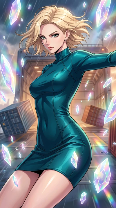 score_9, masterpiece, best quality, ultra-detailed, high-budget anime keyframe, clean line-art, cel-shading, Caucasian woman, strictly human ears. close-up cowboy shot from the waist and thighs up, the character dominates the composition, filling the