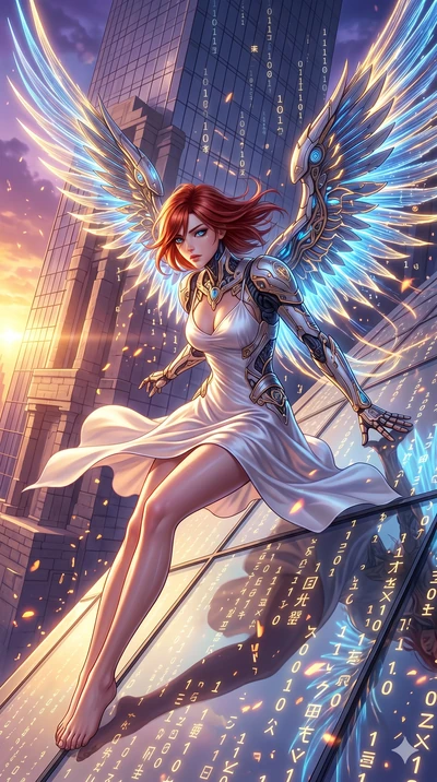 score_9, masterpiece, best quality, ultra-detailed, Set A: High-budget Anime Keyframe, Japanese woman. Upper body close-up from the thighs up, character filling the screen for maximum presence. Theme: Ethereal Dream. sliding down a glass skyscraper i