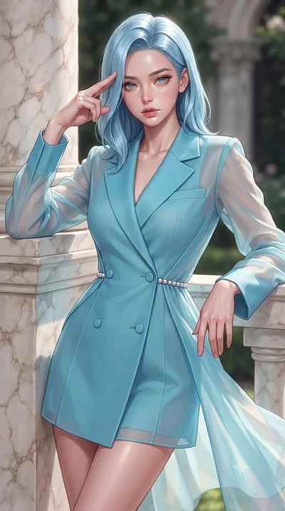 score_9, masterpiece, best quality, ultra-detailed, high-budget anime keyframe, editorial fashion photography, tasteful artistic composition, Korean woman. close-up cowboy shot from the waist and thighs up, the character dominates the composition, fi