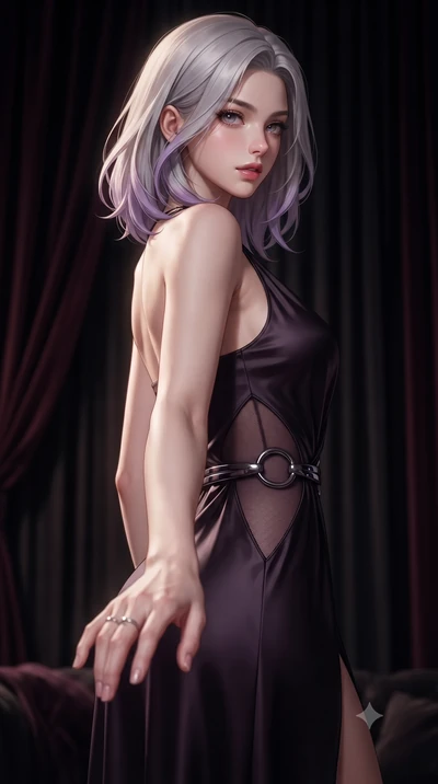 score_9, masterpiece, best quality, ultra-detailed, high-budget anime keyframe, editorial fashion photography, tasteful artistic composition, Caucasian woman. close-up cowboy shot from the waist and thighs up, the character dominates the composition,