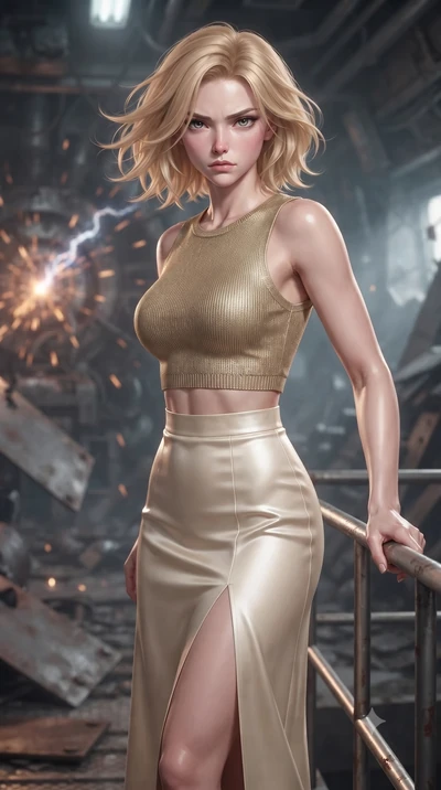 score_9, masterpiece, best quality, ultra-detailed, high-budget anime keyframe, editorial fashion photography, tasteful artistic composition, realistic cosplay photography, Caucasian woman, strictly human ears. close-up cowboy shot from the waist and