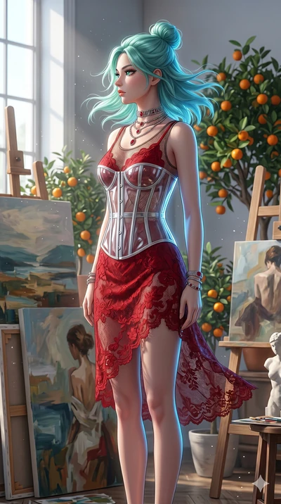 score_9, masterpiece, best quality, ultra-detailed, high-budget anime keyframe, editorial fashion photography, tasteful artistic composition, Japanese woman. cowboy shot from the thighs up, character and outfit filling the frame for maximum editorial