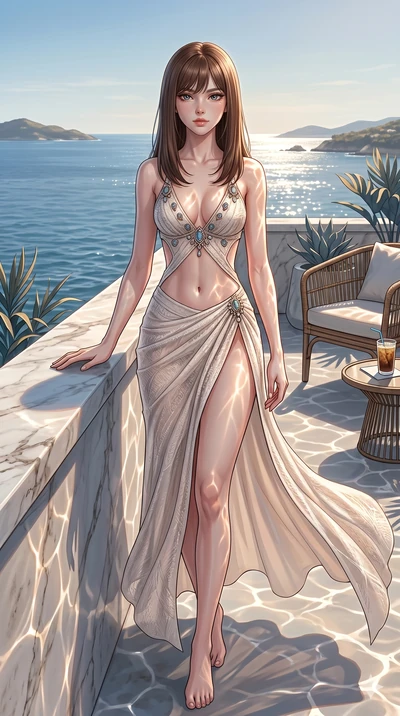 score_9, masterpiece, best quality, ultra-detailed, high-budget anime keyframe, editorial fashion photography, tasteful artistic composition, Korean woman. cowboy shot from the thighs up, character and outfit filling the frame for maximum editorial p
