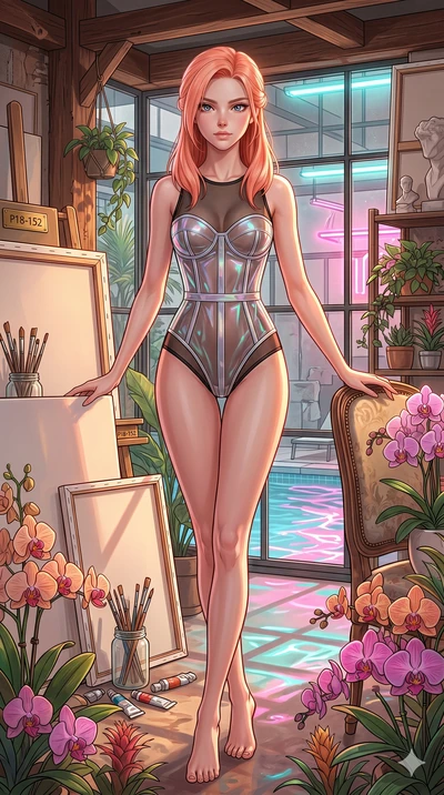 score_9, masterpiece, best quality, ultra-detailed, high-budget anime keyframe, editorial fashion photography, tasteful artistic composition, Japanese woman. cowboy shot from the thighs up, character and outfit filling the frame for maximum editorial