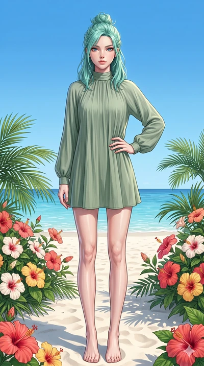 score_9, masterpiece, best quality, ultra-detailed, high-budget anime keyframe, editorial fashion photography, tasteful artistic composition, Japanese woman. cowboy shot from the thighs up, character and outfit filling the frame for maximum editorial