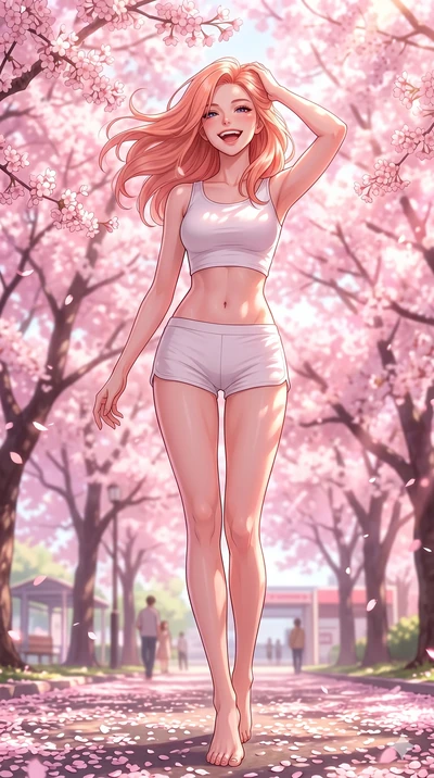 score_9, masterpiece, best quality, ultra-detailed, high-budget anime keyframe, vibrant anime aesthetic, Japanese woman. low angle full-body shot from head to toe showing her feet, filling the entire 9:16 vertical frame with her statuesque presence, 