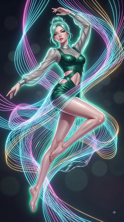 score_9, masterpiece, best quality, ultra-detailed, high-budget anime keyframe, editorial fashion photography, tasteful artistic composition, Japanese woman. low angle full-body shot from head to toe showing her feet, filling the entire 9:16 vertical