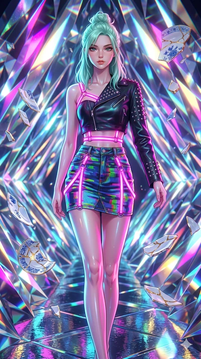 score_9, masterpiece, best quality, ultra-detailed, high-budget anime keyframe, editorial fashion photography, tasteful artistic composition, Japanese woman. upper body close-up from the thighs up, character filling the screen for maximum presence. s