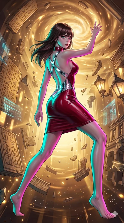 score_9, masterpiece, best quality, ultra-detailed, high-budget anime keyframe, editorial fashion photography, tasteful artistic composition, Korean woman. low angle full-body shot from head to toe showing her feet, filling the entire 9:16 vertical f
