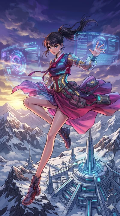 score_9, masterpiece, best quality, ultra-detailed, high-budget anime movie keyframe, cinematic anime lighting, intricate line art, Caucasian (strictly human ears) woman. Dynamic full-body shot stretching the vertical silhouette with extreme perspect