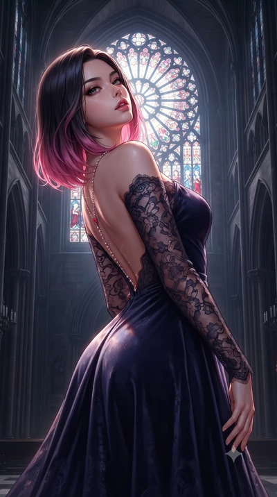 score_9, masterpiece, best quality, ultra-detailed, high-budget anime keyframe, editorial fashion photography, tasteful artistic composition, Korean woman. close-up cowboy shot from the waist and thighs up, the character dominates the composition, fi