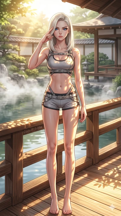 score_9, masterpiece, best quality, ultra-detailed, high-budget anime keyframe, editorial fashion photography, tasteful artistic composition, Caucasian woman, strictly human ears. cowboy shot from the thighs up, character and outfit filling the frame