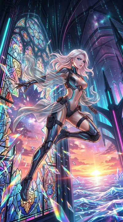 score_9, masterpiece, best quality, ultra-detailed, High-budget Anime Keyframe, vibrant colors, fluid line-art, expressive lighting, cinematic composition, Ufotable-style visual effects, top-tier animation quality, Caucasian woman with pale skin, blo