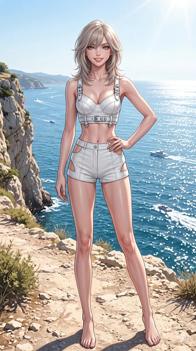 score_9, masterpiece, best quality, ultra-detailed, high-budget anime keyframe, editorial fashion photography, tasteful artistic composition, Japanese woman. cowboy shot from the thighs up, character and outfit filling the frame for maximum editorial