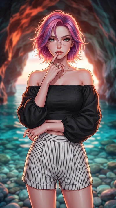 score_9, masterpiece, best quality, ultra-detailed, high-budget anime keyframe, editorial fashion photography, tasteful artistic composition, Caucasian woman woman. close-up cowboy shot from the waist and thighs up, the character dominates the compos