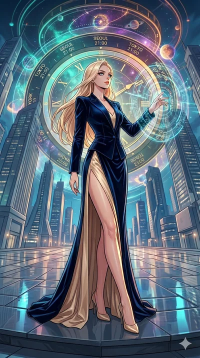 score_9, masterpiece, best quality, ultra-detailed, high-budget anime movie keyframe, cinematic anime lighting, intricate line art, Korean woman. Dynamic full-body shot stretching the vertical silhouette with extreme perspective. interfacing with a g