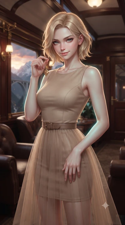 score_9, masterpiece, best quality, ultra-detailed, high-budget anime keyframe, editorial fashion photography, tasteful artistic composition, Caucasian woman, strictly human ears. close-up cowboy shot from the waist and thighs up, the character domin