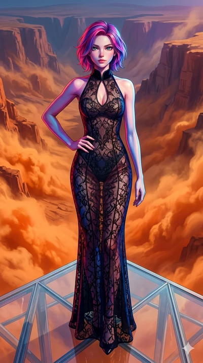 score_9, masterpiece, best quality, ultra-detailed, high-budget anime keyframe, editorial fashion photography, tasteful artistic composition, Caucasian woman, strictly human ears. cowboy shot from the thighs up, character and outfit filling the frame