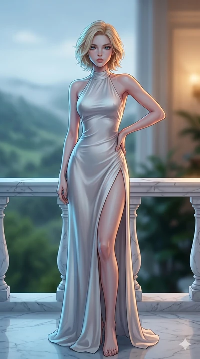 score_9, masterpiece, best quality, ultra-detailed, high-budget anime keyframe, editorial fashion photography, tasteful artistic composition, Caucasian woman, strictly human ears. cowboy shot from the thighs up, character and outfit filling the frame