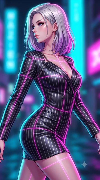 score_9, masterpiece, best quality, ultra-detailed, high-budget anime keyframe, editorial fashion photography, tasteful artistic composition, Caucasian woman. close-up cowboy shot from the waist and thighs up, the character dominates the composition,