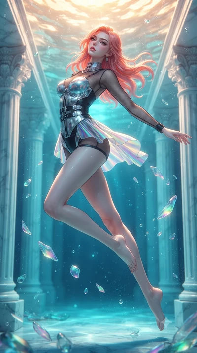score_9, masterpiece, best quality, ultra-detailed, high-budget anime keyframe, editorial fashion photography, tasteful artistic composition, Japanese woman. low angle full-body shot from head to toe showing her feet, filling the entire 9:16 vertical