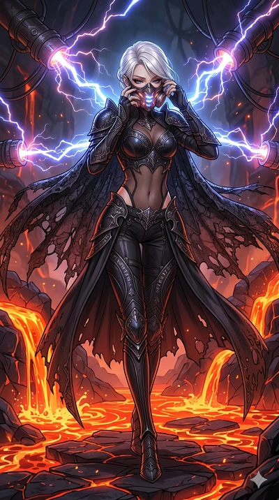 score_9, masterpiece, best quality, ultra-detailed, high-budget anime movie keyframe, cinematic anime lighting, intricate line art, Korean woman. Dynamic full-body shot stretching the vertical silhouette across the 9:16 frame. adjusting a glowing mas