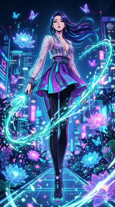 score_9, masterpiece, best quality, ultra-detailed, High-budget Anime Keyframe, vibrant colors, fluid line-art, expressive lighting, cinematic composition, Ufotable-style visual effects, top-tier animation quality, Korean woman with idol-like refined