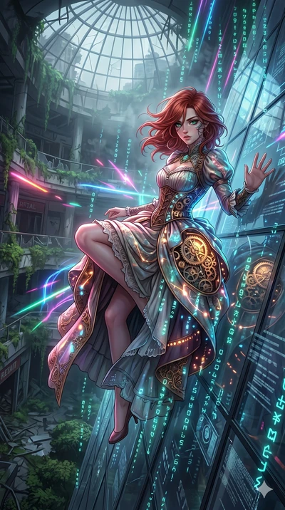 score_9, masterpiece, best quality, ultra-detailed, Set A: High-budget Anime Keyframe, Caucasian (human ears) woman. Upper body close-up from the thighs up, character filling the screen for maximum presence. Theme: Ethereal Dream. sliding down a glas