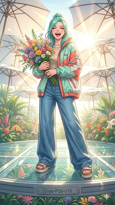 score_9, masterpiece, best quality, ultra-detailed, high-budget anime keyframe, vibrant anime aesthetic, Japanese woman. low angle full-body shot from head to toe showing her feet, filling the entire 9:16 vertical frame with her statuesque presence, 