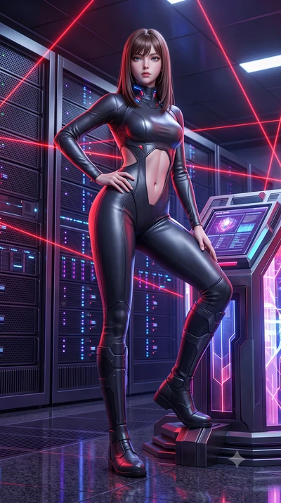 score_9, masterpiece, best quality, ultra-detailed, high-budget anime keyframe, semi-realistic 3D game render, editorial fashion photography, tasteful artistic composition, Korean woman. low angle full-body shot from head to toe showing her feet, fil