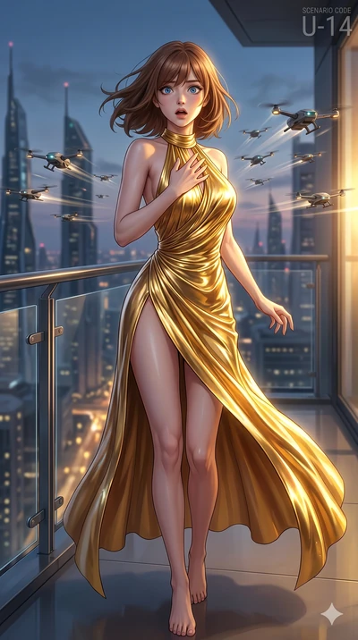 score_9, masterpiece, best quality, ultra-detailed, high-budget anime keyframe, editorial fashion photography, tasteful artistic composition, Caucasian woman, strictly human ears. cowboy shot from the thighs up, character and outfit filling the frame