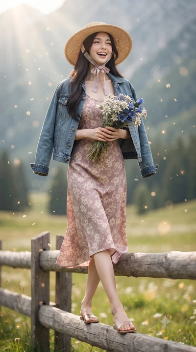 score_9, masterpiece, best quality, ultra-detailed, high-budget anime keyframe, editorial fashion photography, tasteful artistic composition, Korean woman. low angle full-body shot from head to toe showing her feet, filling the entire 9:16 vertical f