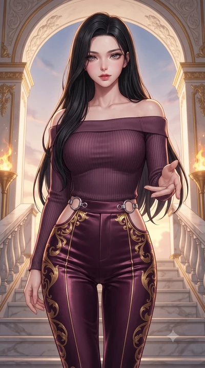 score_9, masterpiece, best quality, ultra-detailed, high-budget anime keyframe, editorial fashion photography, tasteful artistic composition, Korean woman. close-up cowboy shot from the waist and thighs up, the character dominates the composition, fi