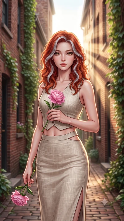 score_9, masterpiece, best quality, ultra-detailed, high-budget anime keyframe, editorial fashion photography, tasteful artistic composition, Caucasian woman woman. close-up cowboy shot from the waist and thighs up, the character dominates the compos