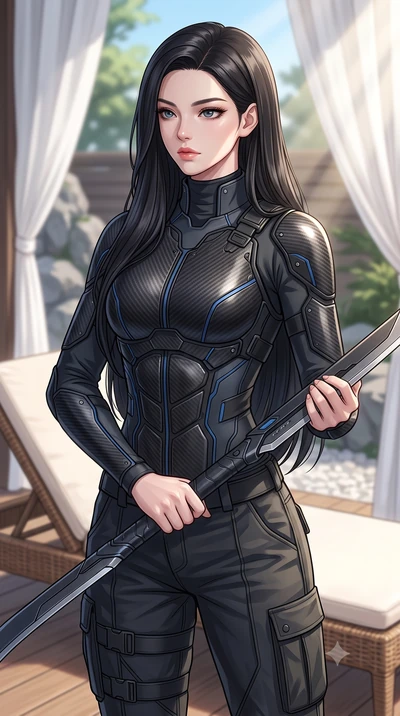 score_9, masterpiece, best quality, ultra-detailed, high-budget anime keyframe, editorial fashion photography, tasteful artistic composition, Korean woman. close-up cowboy shot from the waist and thighs up, the character dominates the composition, fi