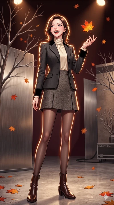 score_9, masterpiece, best quality, ultra-detailed, high-budget anime keyframe, vibrant anime aesthetic, Korean woman. low angle full-body shot from head to toe showing her feet, filling the entire 9:16 vertical frame with her statuesque presence, st