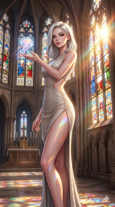 score_9, masterpiece, best quality, ultra-detailed, high-budget anime keyframe, editorial fashion photography, tasteful artistic composition, Caucasian woman, strictly human ears. cowboy shot from the thighs up, character and outfit filling the frame