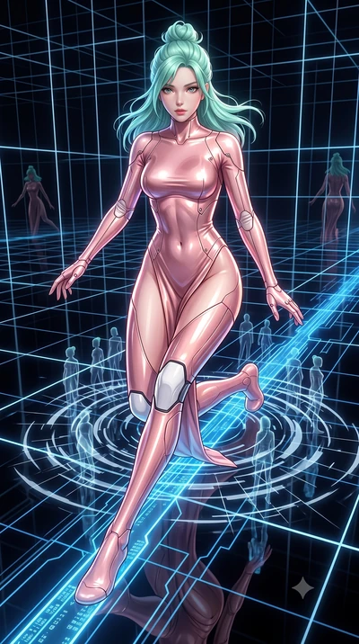 score_9, masterpiece, best quality, ultra-detailed, high-budget anime keyframe, semi-realistic 3D game render, editorial fashion photography, tasteful artistic composition, Japanese woman. low angle full-body shot from head to toe showing her feet, f