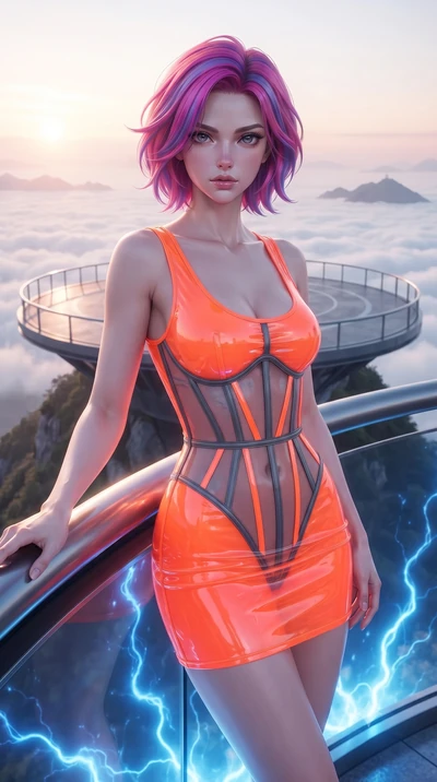 score_9, masterpiece, best quality, ultra-detailed, high-budget anime keyframe, editorial fashion photography, tasteful artistic composition, Caucasian woman, strictly human ears. close-up cowboy shot from the waist and thighs up, the character domin