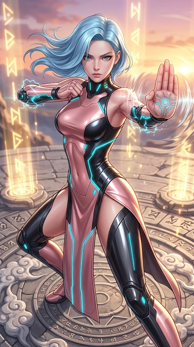 score_9, masterpiece, best quality, ultra-detailed, high-budget anime keyframe, semi-realistic 3D game render, editorial fashion photography, tasteful artistic composition, Korean woman. close-up cowboy shot from the waist and thighs up, the characte