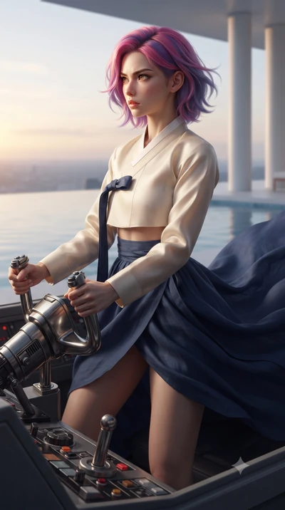 score_9, masterpiece, best quality, ultra-detailed, high-budget anime keyframe, editorial fashion photography, tasteful artistic composition, realistic cosplay photography, Caucasian woman, strictly human ears. close-up cowboy shot from the waist and