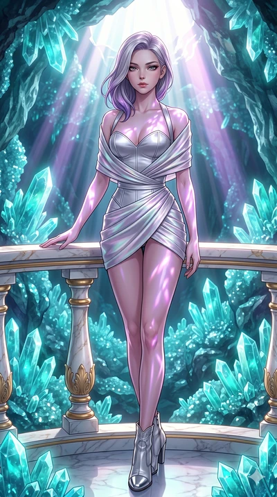 score_9, masterpiece, best quality, ultra-detailed, high-budget anime keyframe, editorial fashion photography, tasteful artistic composition, Caucasian woman, strictly human ears. cowboy shot from the thighs up, character and outfit filling the frame