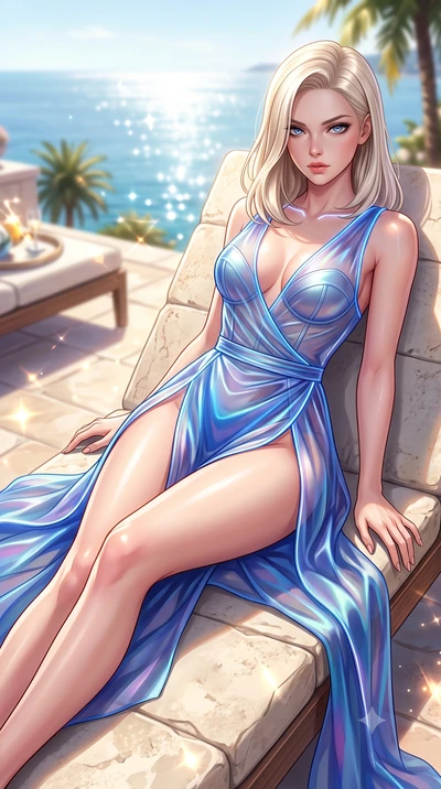score_9, masterpiece, best quality, ultra-detailed, high-budget anime keyframe, semi-realistic 3D game render, editorial fashion photography, tasteful artistic composition, Caucasian woman. close-up cowboy shot from the waist and thighs up, the chara