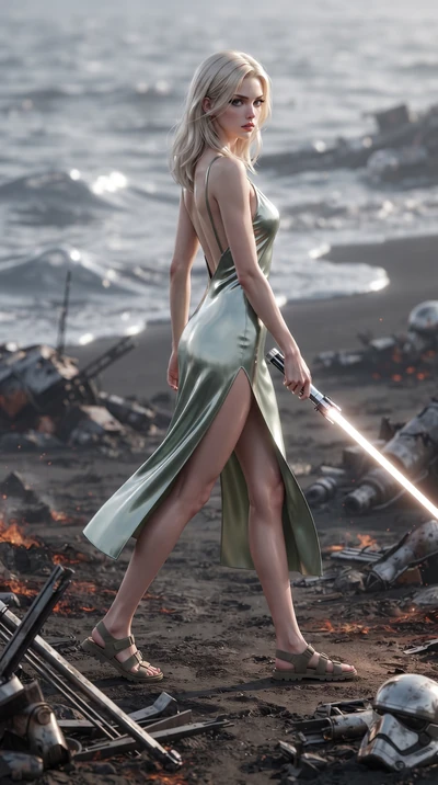 score_9, masterpiece, best quality, ultra-detailed, high-budget anime keyframe, editorial fashion photography, tasteful artistic composition, Caucasian woman. low angle full-body shot from head to toe showing her feet, filling the entire 9:16 vertica